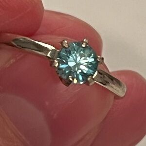 Blue Topaz 925 Sterling Silver Solitaire Ring Size 5